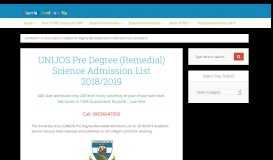 
							         UNIJOS Pre Degree (Remedial) Science Admission List 2018/2019								  
							    
