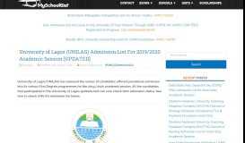 
							         UNILAG Admission List For 2018/2019 Academic Session ...								  
							    