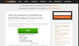 
							         UNILAG Admission List (Merit) for 2018/2019 Academic Session Is Out								  
							    