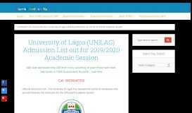 
							         UNILAG Admission List out for 2018/2019 Academic Session								  
							    