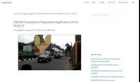 
							         UNILAG Foundation Programme Application Form - 2018/19 ...								  
							    
