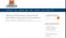 
							         UNILAG JUPEB Entrance Result 2018/19 is Out [1st & Supplementary ...								  
							    
