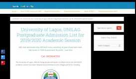 
							         UNILAG Postgraduate Admission List For 2018/2019 Session								  
							    