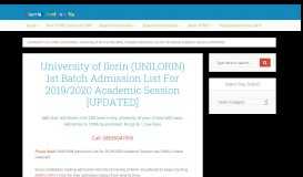 
							         UNILORIN Admission List is out for 2018/2019 session [1st & 2nd Batch]								  
							    