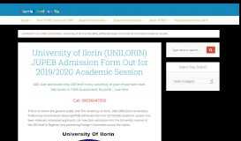 
							         UNILORIN JUPEB Admission Form Out for 2018/2019 Session								  
							    