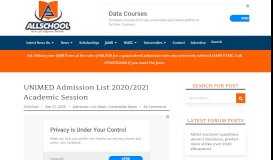 
							         UNIMED Admission List 2018/19 Session is Out [FIRST BATCH]								  
							    