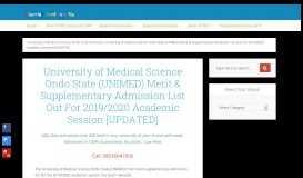 
							         UNIMED First Batch Admission List out for 2018/2019 Session								  
							    