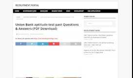 
							         Union Bank aptitude test past Questions ... - Recruitment Portal								  
							    