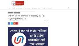 
							         Union Bank of India Vacancy 2019 | mymegabharti.in » MY ...								  
							    