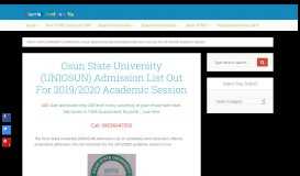 
							         UNIOSUN Admission List out for 2018/2019 Academic Session								  
							    