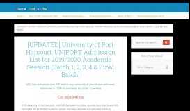 
							         UNIPORT Admission List 2018/2019 | 1st, 2nd, 3rd, 4th, 5th Batch								  
							    