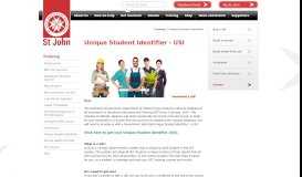 
							         Unique Student Identifier (USI) - St John SA								  
							    