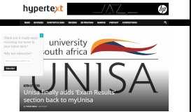 
							         Unisa finally adds 'Exam Results' section back to myUnisa - htxt.africa								  
							    