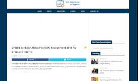 
							         United Bank for Africa Plc (UBA) Recruitment 2018 for Graduate ...								  
							    