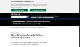 
							         United Kingdom Security Vetting: forms and guidance - GOV.UK								  
							    
