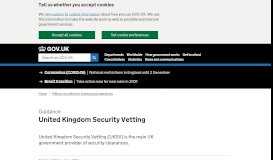 
							         United Kingdom Security Vetting - GOV.UK								  
							    