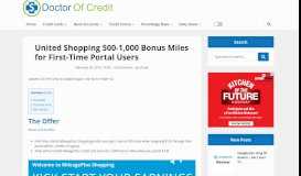 
							         United Shopping 500-1,000 Bonus Miles for First-Time Portal Users ...								  
							    