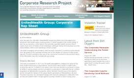 
							         UnitedHealth Group: Corporate Rap Sheet | Corporate Research Project								  
							    