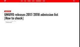 
							         UNIUYO releases 2017/2018 admission list [How to check] - Daily ...								  
							    