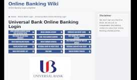
							         Universal Bank Online Banking Login | OnlineBankingHQ								  
							    