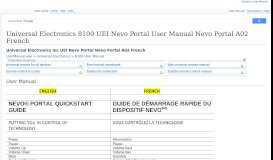
							         Universal Electronics 8100 UEI Nevo Portal User Manual Nevo Portal ...								  
							    