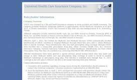 
							         Universal Health Care Insurance Company, Inc.: Policyholder ...								  
							    