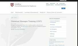 
							         Universal Manager Training (UMT) | Harvard Human Resources								  
							    
