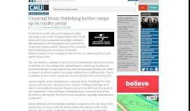 
							         Universal Music Publishing further ramps up its royalty portal ...								  
							    