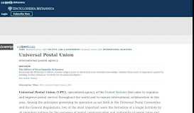 
							         Universal Postal Union | international postal agency | Britannica								  
							    