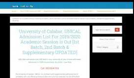 
							         University of Calabar, UNICAL Admission List 2018/2019 Released!								  
							    