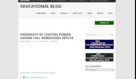 
							         University of Central Punjab Lahore Fall Admissions 2014-15 ...								  
							    