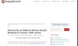 
							         University of Eldoret Online Hostel Booking of rooms: UOE portal ...								  
							    