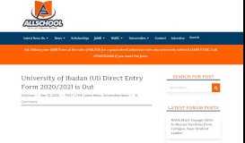 
							         University of Ibadan (UI) Direct Entry Form 2018/19 is Out - AllSchool								  
							    