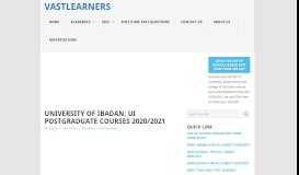 
							         University Of Ibadan: UI Postgraduate courses 2019/2020 || Vastlearners								  
							    
