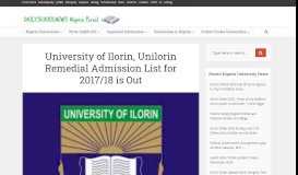 
							         University of Ilorin, Unilorin Remedial Admission List for 2017/18 is Out								  
							    