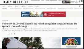 
							         University of La Verne students say racism and gender inequality ...								  
							    