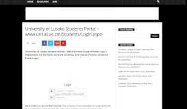 
							         University of Lusaka Students Portal – www.unilus.ac.zm/Students ...								  
							    