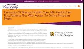 
							         University Of Missouri Health Care: MU Health Care Puts Patients First ...								  
							    