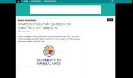 
							         University of Mpumalanga Application Status 2019/2020-ump.ac.za ...								  
							    