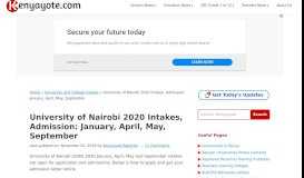 
							         University of Nairobi 2019 Intakes, Admission: January, April, May ...								  
							    