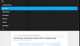 
							         University of Nairobi Online Room Application - Urban Kenyans								  
							    