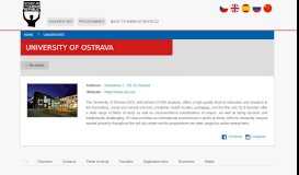 
							         University of Ostrava - Study in the Czech Republic								  
							    