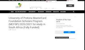 
							         University of Pretoria MasterCard Foundation Undergraduate ...								  
							    