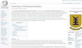 
							         University of Professional Studies - Wikipedia								  
							    