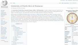 
							         University of Puerto Rico at Humacao - Wikipedia								  
							    