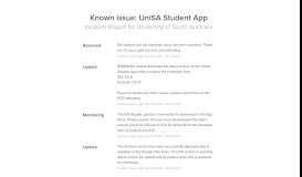 
							         University of South Australia Status - Known Issue: UniSA Student App								  
							    
