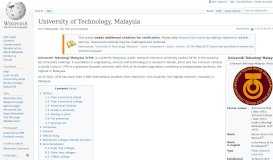 
							         University of Technology, Malaysia - Wikipedia								  
							    