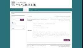 
							         University of Winchester Electronic Tendering Site - Tenders - Current								  
							    