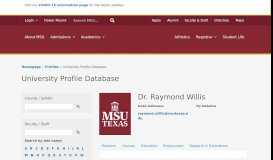 
							         University Profile Database » Profiles » MSU Texas »								  
							    