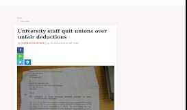 
							         University staff quit unions over unfair deductions : The Standard								  
							    
